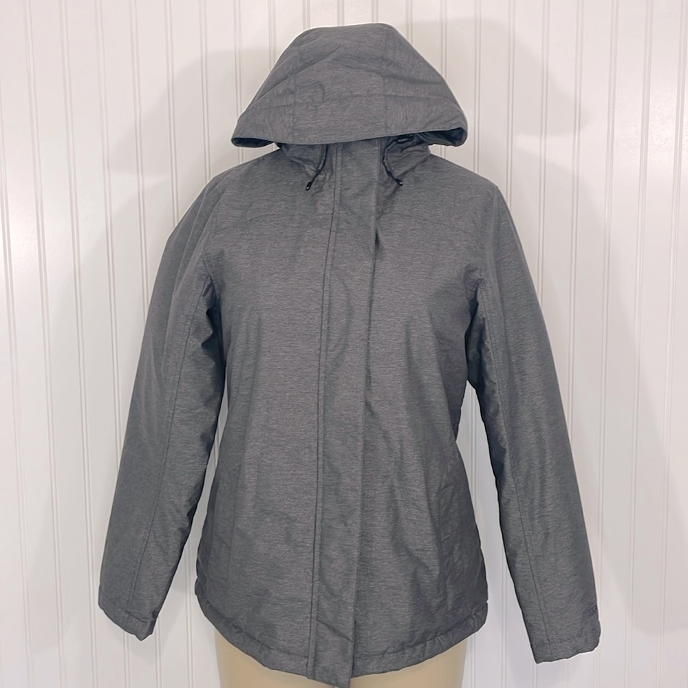 LL Bean Grey Insulated Weatherproof Lined Hooded Jacket S Excellent Condition